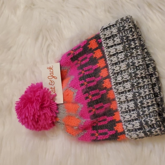 Cat & Jack knitted stocking hat - pink & grey - Picture 1 of 4